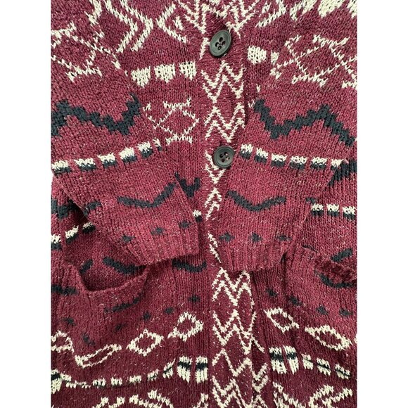 J.Jill Womens Cardigan Sz M Maroon Longline Boho Southwest Button Front Sweater - Picture 5 of 13